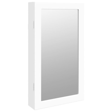 vidaXL Έπιπλο Κοσμημάτων με Καθρέφτη/LED Φώτα Επιτοίχιο Λευκό