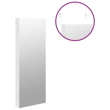 vidaXL Έπιπλο Κοσμημάτων με Καθρέφτη/LED Φώτα Επιτοίχιο Λευκό
