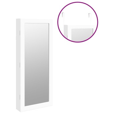 vidaXL Έπιπλο Κοσμημάτων με Καθρέφτη/LED Φώτα Επιτοίχιο Λευκό