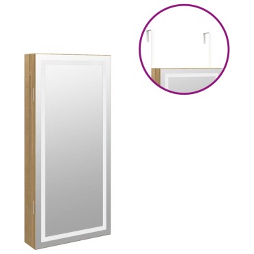 vidaXL Έπιπλο Κοσμημάτων με Καθρέφτη/LED Φώτα Επιτοίχιο
