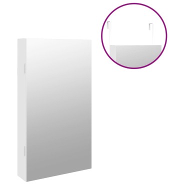 vidaXL Έπιπλο Κοσμημάτων με Καθρέφτη/LED Φώτα Επιτοίχιο Λευκό