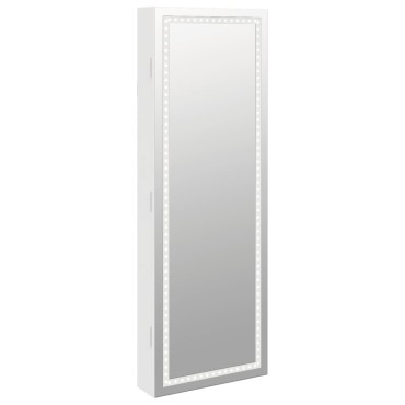 vidaXL Έπιπλο Κοσμημάτων με Καθρέφτη/LED Φώτα Επιτοίχιο Λευκό