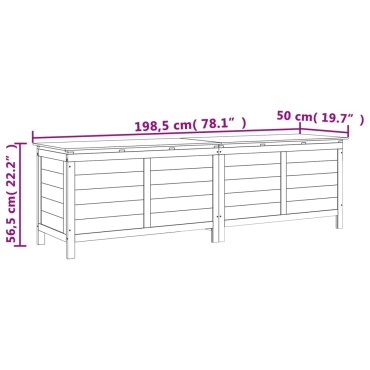 vidaXL Μπαούλο Αποθ. Κήπου Καφέ 198,5x50x56,5cm Μασίφ Ξύλο Ελάτης 1 τεμ.