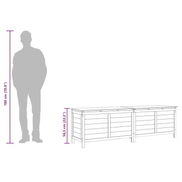 vidaXL Μπαούλο Αποθ. Κήπου Ανθρακί 198,5x50x56,5cm Μασίφ Ξύλο Ελάτης 1 τεμ.