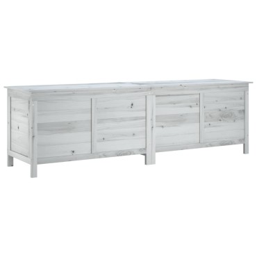 vidaXL Μπαούλο Αποθ. Κήπου Λευκό 198,5x50x56,5cm Μασίφ Ξύλο Ελάτης 1 τεμ.