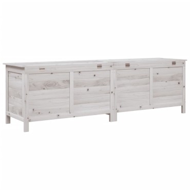 vidaXL Μπαούλο Αποθ. Κήπου Λευκό 198,5x50x56,5cm Μασίφ Ξύλο Ελάτης 1 τεμ.