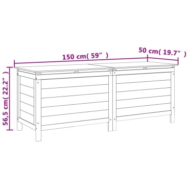 vidaXL Μπαούλο Αποθ. Κήπου Λευκό 150x50x56,5cm Μασίφ Ξύλο Ελάτης 1 τεμ.