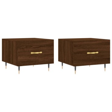 vidaXL Τραπεζάκια Σαλονιού 2 τεμ. Brown Oak 50x50x40cm Επεξ. Ξύλο