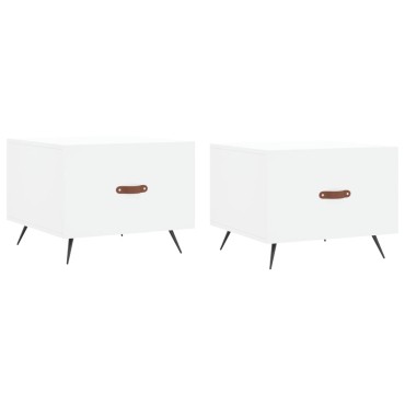 vidaXL Τραπεζάκια Σαλονιού 2 τεμ. Λευκά 50x50x40cm Επεξεργασμένο Ξύλο
