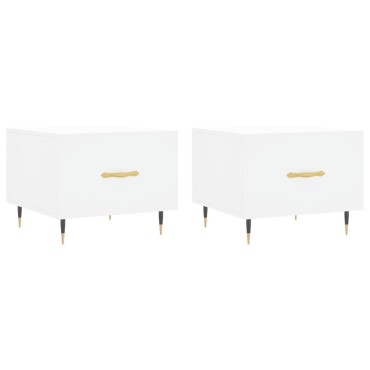 vidaXL Τραπεζάκια Σαλονιού 2 τεμ. Λευκά 50x50x40cm Επεξεργασμένο Ξύλο