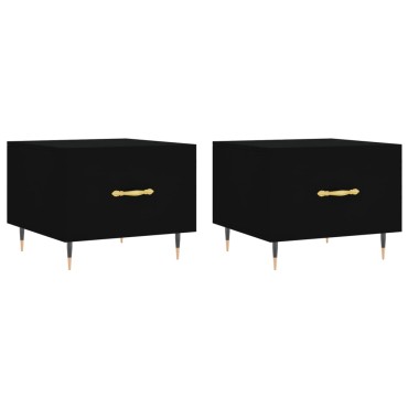 vidaXL Τραπεζάκια Σαλονιού 2 τεμ. Μαύρα 50x50x40cm Επεξεργ. Ξύλο