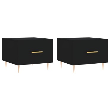 vidaXL Τραπεζάκια Σαλονιού 2 τεμ. Μαύρα 50x50x40cm Επεξεργ. Ξύλο