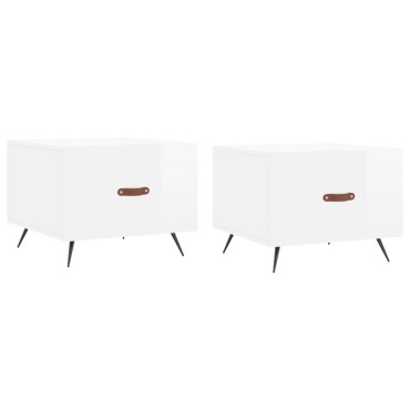 vidaXL Τραπεζάκια Σαλονιού 2 τεμ. Λευκά 50x50x40cm Επεξεργασμένο Ξύλο