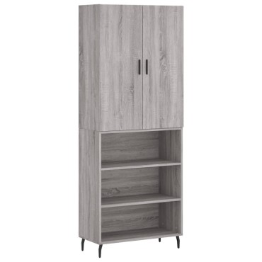 vidaXL Ντουλάπι Γκρι Sonoma 69,5x34x180cm Επεξεργασμένο Ξύλο 1 τεμ.