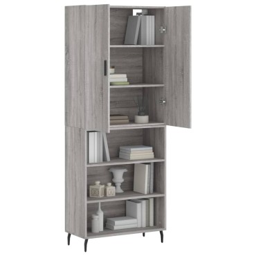 vidaXL Ντουλάπι Γκρι Sonoma 69,5x34x180cm Επεξεργασμένο Ξύλο 1 τεμ.