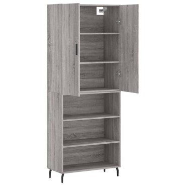 vidaXL Ντουλάπι Γκρι Sonoma 69,5x34x180cm Επεξεργασμένο Ξύλο 1 τεμ.