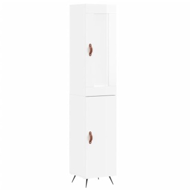 vidaXL Ντουλάπι Γυαλ. Λευκό 34,5x34x180cm από Επεξεργασμένο Ξύλο 1 τεμ.