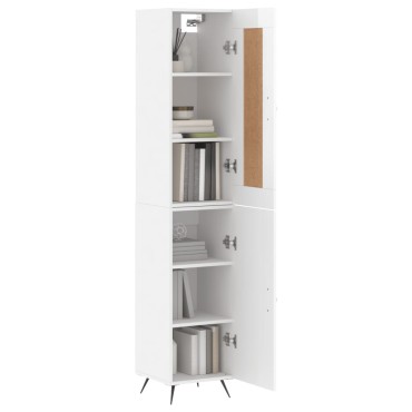 vidaXL Ντουλάπι Γυαλ. Λευκό 34,5x34x180cm από Επεξεργασμένο Ξύλο 1 τεμ.