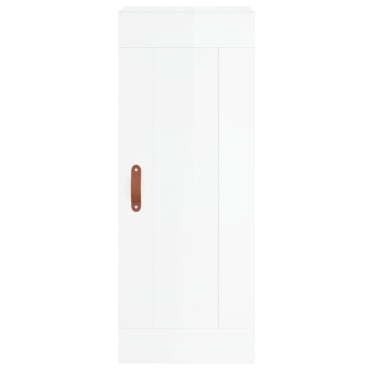 vidaXL Ντουλάπι Γυαλ. Λευκό 34,5x34x180cm από Επεξεργασμένο Ξύλο 1 τεμ.