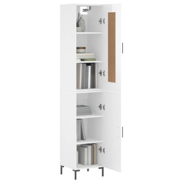 vidaXL Ντουλάπι Γυαλ. Λευκό 34,5x34x180cm από Επεξεργασμένο Ξύλο 1 τεμ.