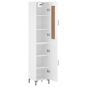 vidaXL Ντουλάπι Γυαλ. Λευκό 34,5x34x180cm από Επεξεργασμένο Ξύλο 1 τεμ.