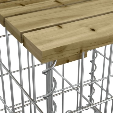 vidaXL Παγκάκι Κήπου Συρματοκιβώτιο 33x31x42cm Εμποτ. Ξύλο Πεύκου 1 τεμ.