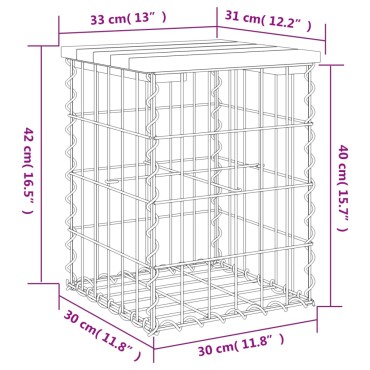 vidaXL Παγκάκι Κήπου Συρματοκιβώτιο 33x31x42cm Εμποτ. Ξύλο Πεύκου 1 τεμ.