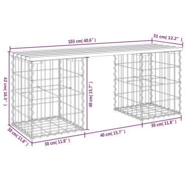 vidaXL Παγκάκι Κήπου Συρματοκιβώτιο 103x31x42cm Εμποτ. Ξύλο Πεύκου 1 τεμ.