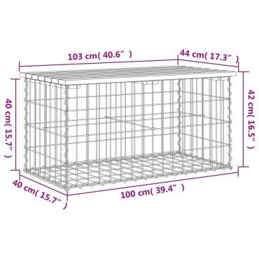 vidaXL Παγκάκι Κήπου Συρματοκιβώτιο 103x44x42cm Μασίφ Ξύλο Πεύκου 1 τεμ.