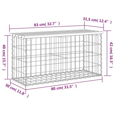 vidaXL Παγκάκι Κήπου Συρματοκιβώτιο 83x31,5x42cm Μασίφ Ξύλο Πεύκου 1 τεμ.