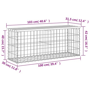 vidaXL Παγκάκι Κήπου Συρματοκιβώτιο 103x31,5x42cm Μασίφ Ξύλο Πεύκου 1 τεμ.
