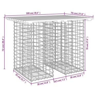 vidaXL Παγκάκι Κήπου Συρματοκιβώτιο 100x70x72cm από Μασίφ Ξύλο Πεύκου 1 τεμ.