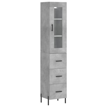 vidaXL Ντουλάπι Γκρι Σκυροδέματος 34,5x34x180cm Επεξεργασμένο Ξύλο 1 τεμ.