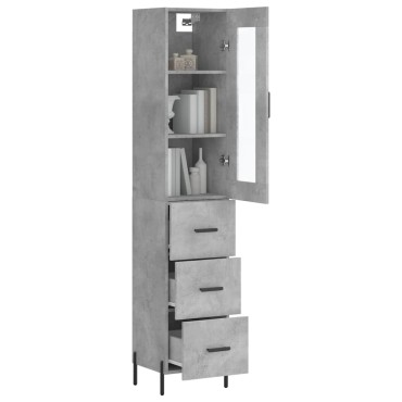 vidaXL Ντουλάπι Γκρι Σκυροδέματος 34,5x34x180cm Επεξεργασμένο Ξύλο 1 τεμ.