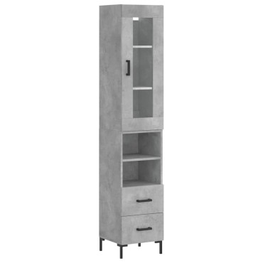 vidaXL Ντουλάπι Γκρι Σκυροδέματος 34,5x34x180cm Επεξεργασμένο Ξύλο 1 τεμ.
