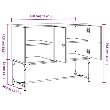 vidaXL Μπουφές Μαύρος 100x40x79,5cm από Επεξεργασμένο Ξύλο 1 τεμ.