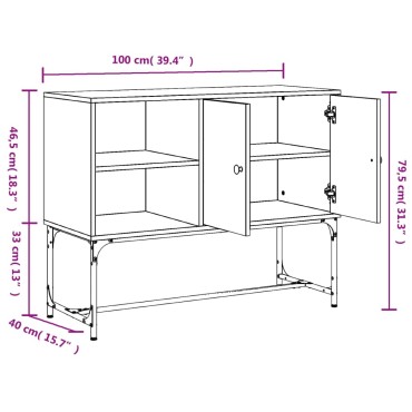 vidaXL Μπουφές Μαύρος 100x40x79,5cm από Επεξεργασμένο Ξύλο 1 τεμ.