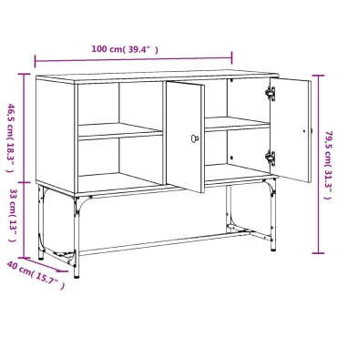 vidaXL Ντουλάπι Γκρι Sonoma 100x40x79,5cm από Επεξεργασμένο Ξύλο 1 τεμ.