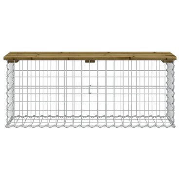 vidaXL Παγκάκι Κήπου Συρματοκιβώτιο 103x31,5x42cm Εμποτ. Ξύλο Πεύκου 1 τεμ.