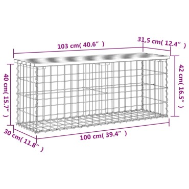 vidaXL Παγκάκι Κήπου Συρματοκιβώτιο 103x31,5x42cm Εμποτ. Ξύλο Πεύκου 1 τεμ.