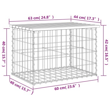 vidaXL Πάγκος Κήπου Συρματοκιβώτιο 63x44x42cm Μασίφ Ψευδοτσούγκα 1 τεμ.