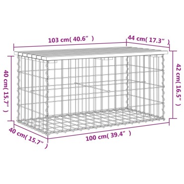 vidaXL Πάγκος Κήπου Συρματοκιβώτιο 103x44x42cm Μασίφ Ψευδοτσούγκα 1 τεμ.