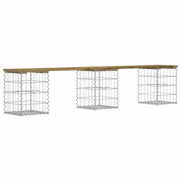 vidaXL Παγκάκι Κήπου Συρματοκιβώτιο 203x31x42cm Εμποτ. Ξύλο Πεύκου 1 τεμ.