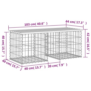vidaXL Πάγκος Κήπου Συρματοκιβώτιο 103x44x42cm Μασίφ Ψευδοτσούγκα 1 τεμ.