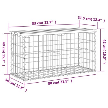 vidaXL Παγκάκι Κήπου Συρματοκιβώτιο 83x31,5x42cm Εμποτ. Ξύλο Πεύκου 1 τεμ.