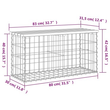 vidaXL Πάγκος Κήπου Συρματοκιβώτιο 83x31,5x42cm Μασίφ Ψευδοτσούγκα 1 τεμ.