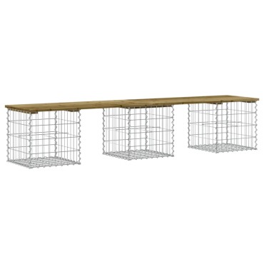 vidaXL Παγκάκι Κήπου Συρματοκιβώτιο 203x44x42cm Εμποτ. Ξύλο Πεύκου 1 τεμ.