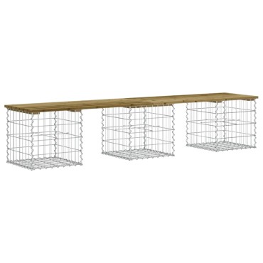 vidaXL Παγκάκι Κήπου Συρματοκιβώτιο 203x44x42cm Εμποτ. Ξύλο Πεύκου 1 τεμ.