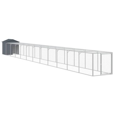 vidaXL Κλουβί για Κότες με Αυλή Ανθρακί 117x1221x123 εκ Γαλβαν. Ατσάλι