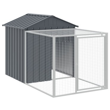 vidaXL Κλουβί για Κότες με Αυλή Ανθρακί 117x1221x123 εκ Γαλβαν. Ατσάλι